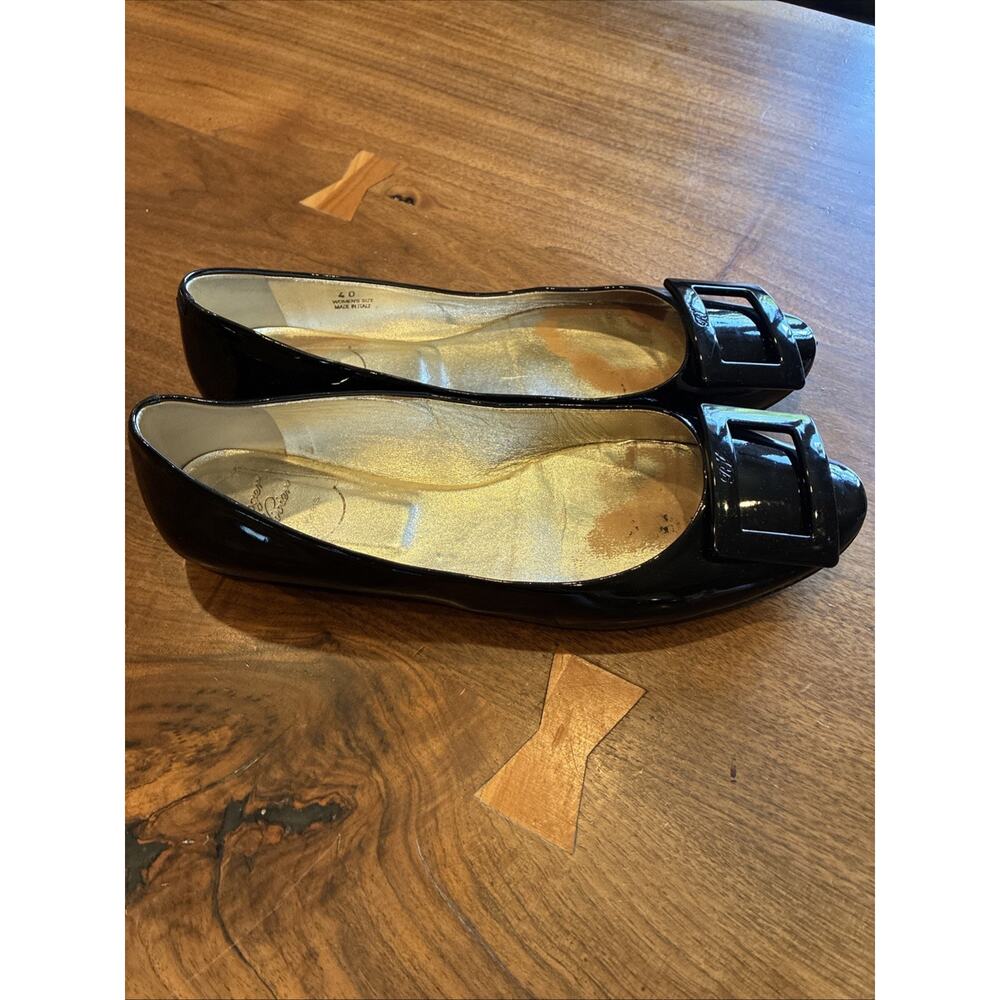 ROGER VIVIER Ballerina Flats Black Patent Belle BLACK Buckle Sz 40/10 US